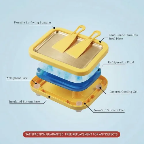 Miniatura 6 de At-Home - Máquina de helados enrollada – Molde de congelación instantánea mágica para servir suave y yogur congelado. Bandeja de helado fácil