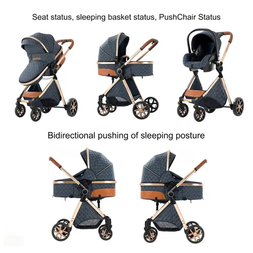 Miniatura 4 de Cochecito de bebé 2 en 1 con modo moisés, cochecito reversible, plegable con un solo clic, cochecito de viaje para recién nacido, cochecito