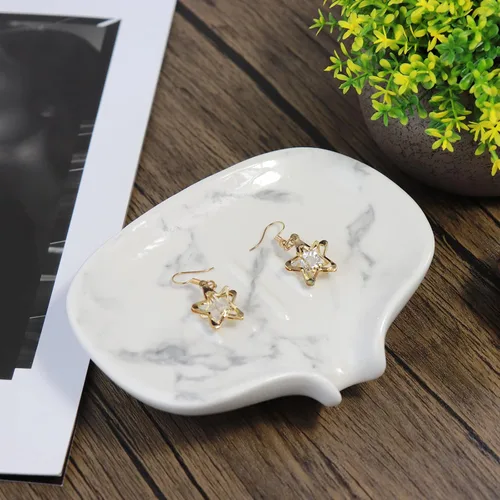 Miniatura 6 de Jabonera con textura de mármol de cerámica, ranura autodrenante, portátil para ducha, baño y fregadero de cocina