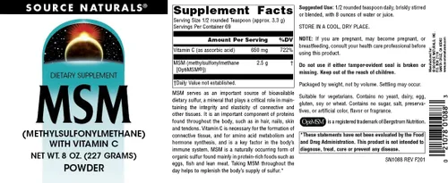 Miniatura 4 de Source Naturals MSM (metilsulfonilmetano) con vitamina C - polvo, 8 onzas