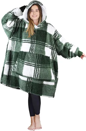 Miniatura 40 de Tirrinia Sudadera Manta de Gran Tamaño con Capucha, Mantas Sherpa Esponjosas Vestibles, Manta Sudadera Reversible y Acogedora, Regalo para Adultos #