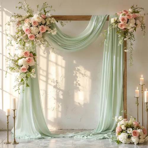 Miniatura 41 de Tela drapeada para arco de boda de 28 x 19 pies, telón de fondo de tela de gasa transparente, 1 panel de cortinas de rosa polvorienta para Cortina