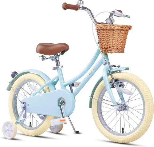 Miniatura 16 de Glerc Little Molly - Bicicleta de crucero retro para niños de 2 a 13 años de edad con cesta de mimbre y ruedas de entrenamiento/soporte, varios