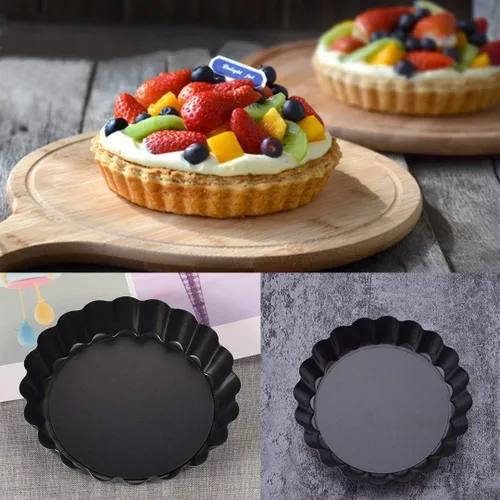 Miniatura 4 de Mini sartenes para tartas, antiadherentes de 4 pulgadas, mini sartén para quiche con parte inferior extraíble, juego de 6 (4 pulgadas)