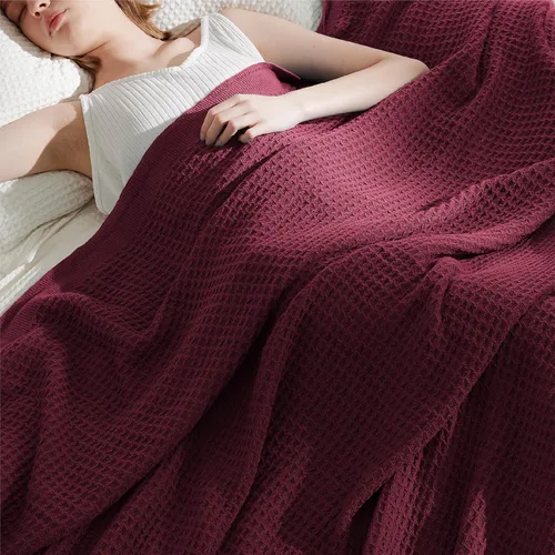 Miniatura 53 de Bedsure Gentlesoft - Manta de 100% algodón tamaño Twin XL para dormitorio universitario - Transpirable y suave, manta Twin de tejido waffle para 01