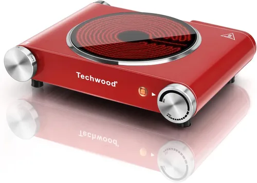 Miniatura 10 de Placa caliente, estufa eléctrica Techwood para cocinar, encimera de 1500 W, quemador individual con temperatura y asas ajustables, placa de cocina