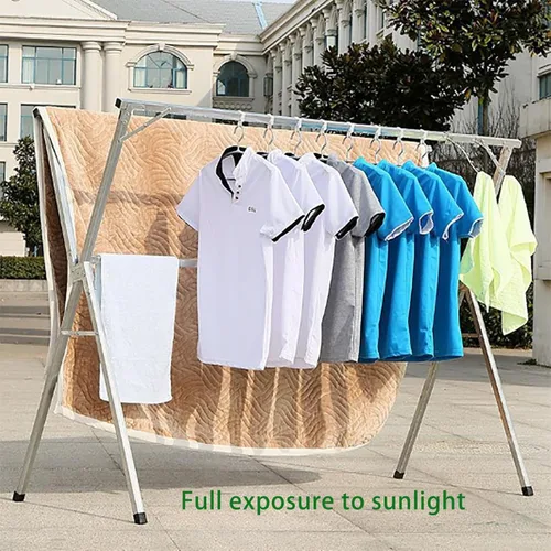 Miniatura 2 de Clothes Drying Rack, Foldable Laundry Drying Rack for Indoor Outdoor Use, Freestanding Adjustable Stainless Steel Garment Rack with Expandable