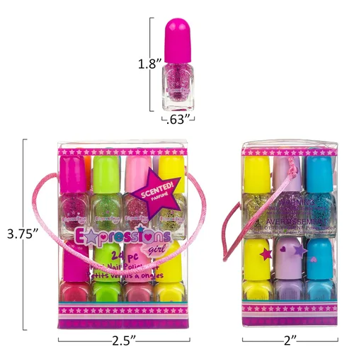 Miniatura 3 de Paquete económico de 24 esmaltes de uñas perfumados, tonos brillantes y brillantes, colores seguros Non-Toxic Water-Based Manicure & Pedicure Kit