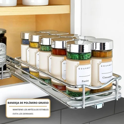 Miniatura 9 de LYNK PROFESSIONAL® Organizador de especias extraíble para armarios de cocina interiores - 4-3/8 pulgadas de ancho - cajón deslizante - Estante