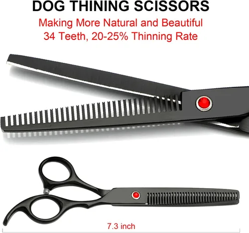 Miniatura 2 de Kit profesional de tijeras de aseo para perros, color negro, 5 en 1, tijeras para aseo de perros 6CR de acero inoxidable de alta calidad, kit