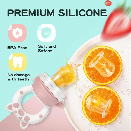 Miniatura 2 de Chupete alimentador de frutas para bebés, chupetes de dentición fresca, juguete mordedor de dentición de frutas para bebés de 3 a 24 meses, 6 bolsas