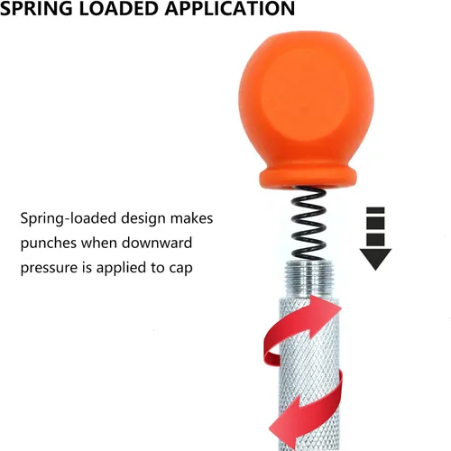 Miniatura 2 de WHLLING Punzón central automático de 2 piezas, perforador de metal ajustable de 5 pulgadas, herramienta de punzón central con resorte con tapa