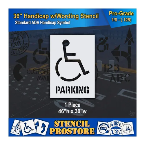 Plantillas de pavimento – 36 pulgadas – Plantilla ADA para discapacitados ISA con estacionamiento – 46 x 29 pulgadas x 1/8 pulgadas (128 mil) –