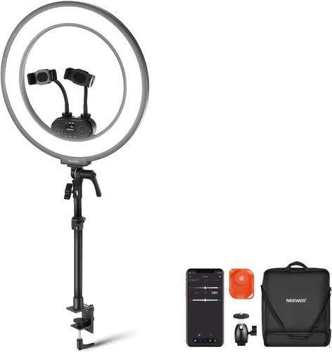 Miniatura 9 de Neewer Anillo de luz de 18 pulgadas, 55 W regulable 5500K luz con 240 LED filtro de color, tubo suave y bolsa de transporte para YouTube, TikTok