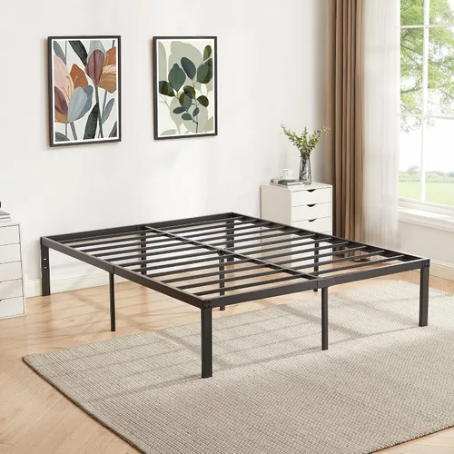 Miniatura 13 de VECELO - Base de cama metálica tamaño matrimonial de 14 pulgadas, moderna (juego de 2)