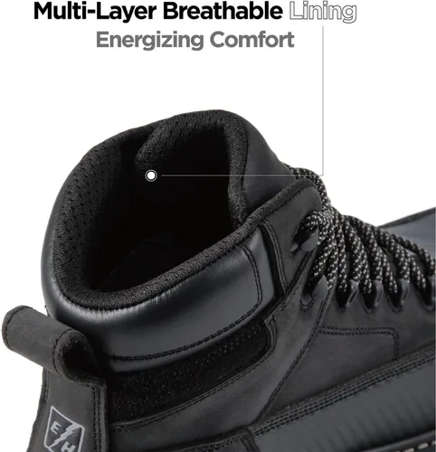 Miniatura 6 de SUREWAY Botas de trabajo para hombre de 6 pulgadas, impermeables, suaves/compuestas, cuero de caballo loco resistente, con cordones antideslizantes