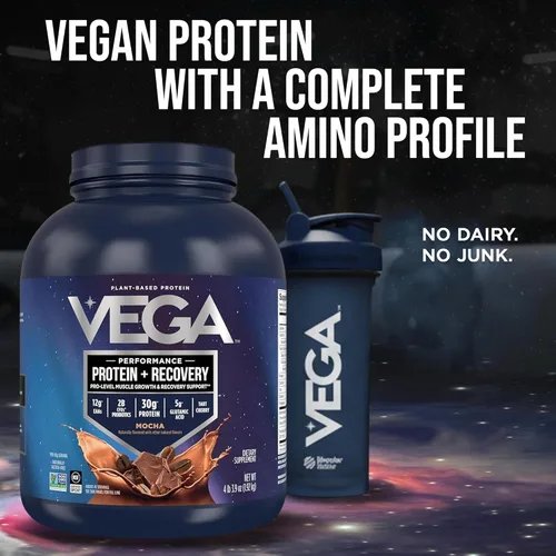 Miniatura 11 de Vega Sport Proteína Vegana en Polvo + Recuperación - 30g de Proteína a Base de Plantas por Porción, Mocha, 45 Porciones, 5g de BCAA, Probióticos