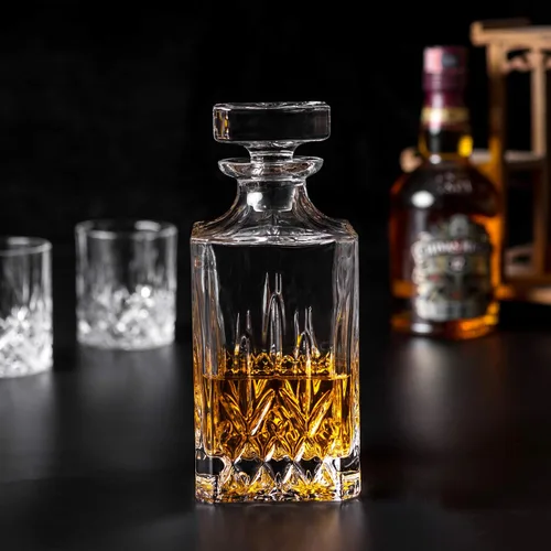 Miniatura 4 de KANARS Juego de decantador de whisky y vasos en caja de regalo única, juego de decantador de licor de cristal original para bourbon, escocés, vodka