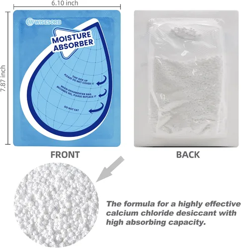 Miniatura 7 de Wisesorb 10 paquetes de 3.53 oz de absorción de humedad, bolsas deshumidificadoras para baños, sótanos, caravanas, paquetes de humedad para armario