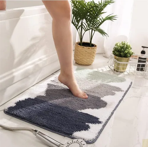 Miniatura 6 de Alfombra de baño simple flocada, absorbente, antideslizante, alfombra de área para bañera, ducha, dormitorio, lavable. 16 x 24 pulgadas