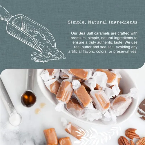 Miniatura 5 de Taras Gourmet Sea Salt Caramels All Natural Candy Creamy & Individually Wrapped with Real Butter (20 oz)