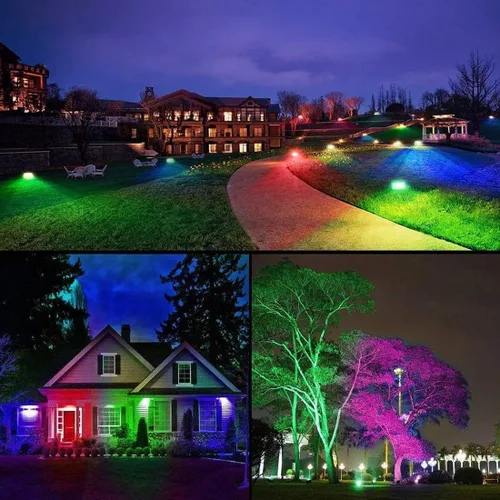 Miniatura 5 de PAR38 - Bombilla LED para proyector, 30 W, cambio de color, luz de paisaje RGB controlada a distancia, regulable E27 a base de lámpara de césped