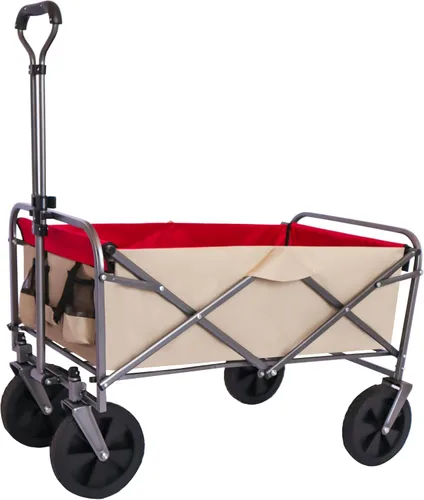 Carro plegable para playa, carrito utilitario para exteriores, resistente, para jardín, portátil, con ruedas todo terreno y asa ajustable (blanco y