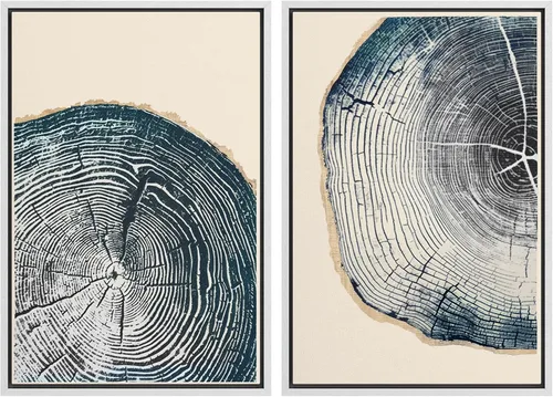 Miniatura 13 de MUDECOR Impresión en Lienzo Enmarcado Arte de Pared Anillos de Árbol de Madera de Roble Ilustración de la Naturaleza Arte Moderno Decorativo