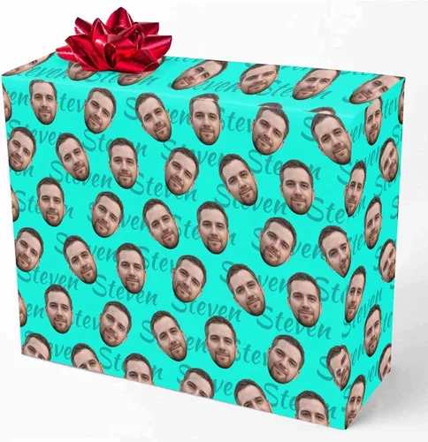 Miniatura 29 de M YESCUSTOM Papel de regalo con fotos personalizadas, papel de regalo para el Día de la Madre, Día del Padre, cumpleaños, Navidad