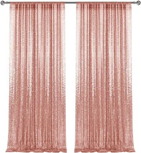 Miniatura 44 de 2 paneles de cortinas de fondo de lentejuelas verdes de 8 pies, cortinas de fondo de fotografía con purpurina para decoración de Navidad, boda