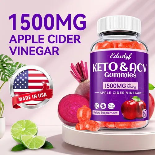 Miniatura 6 de Gomitas Keto ACV - Gomitas de vinagre de sidra de manzana de 1500 mg con probióticos, B12 y apoyo Keto, desintoxicación y limpieza, sin OGM