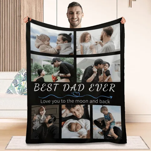 Miniatura 20 de Manta personalizada para el mejor papá, regalos personalizados para hombres, mantas personalizadas con fotos, texto para papá, marido, familia