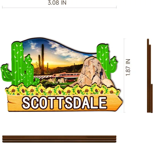 Miniatura 3 de Imán de madera 3D de USA Scottsdale para nevera, recuerdos coleccionables, decoración hecha a mano, artesanías 2