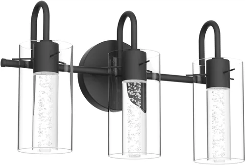 Miniatura 9 de Aipsun Lámparas de baño, luces negras de tocador con cristal de burbujas, 3 luces LED modernas, accesorios de iluminación de pared de baño sobre