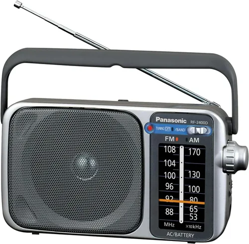 Miniatura 2 de Panasonic Radio AM/FM portátil, radio analógica a pilas, alimentación por CA, negro (RF-2400-K)