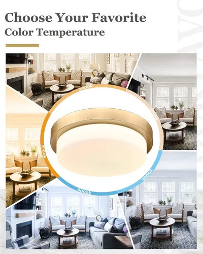 Miniatura 6 de Lámpara de techo de montaje empotrado dorada, 13 pulgadas, accesorios de iluminación de techo para dormitorio, pasillo, cocina