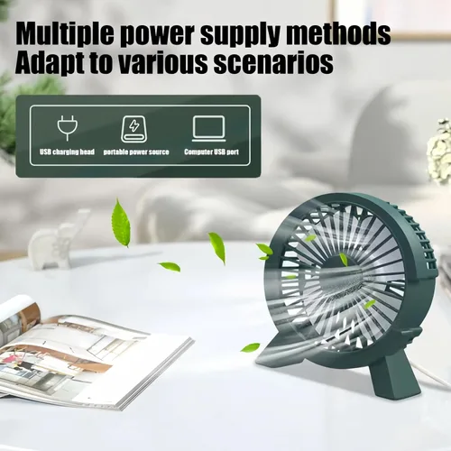 Miniatura 5 de Ventilador de escritorio USB portátil, mini ventilador de 4 aspas con motor ultra silencioso de 1.5 W, brisa natural para viajes de oficina en casa