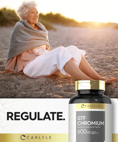 Miniatura 7 de Carlyle Suplemento de cromo GTF 600 mcg 250 cápsulas Factor de tolerancia a la glucosa Fórmula sin OMG y sin gluten