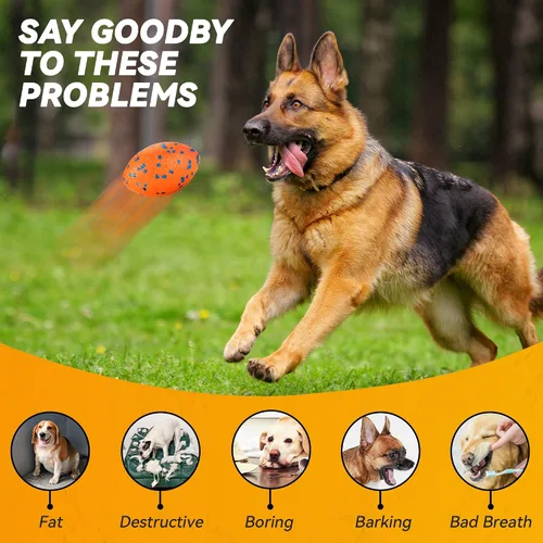 Miniatura 9 de FUSOTO Pelotas de 5.5 pulgadas para perros, juguetes de fútbol duraderos para perros masticadores agresivos, pelotas de rugby grandes, juguetes