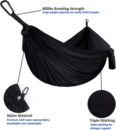 Miniatura 3 de Gold Armour hamaca de campamento, de tela de paracaídas, de marca estadounidense, tamaño único, 2 correas para árbol, 10 trabillas/20 pies Gris/Azul