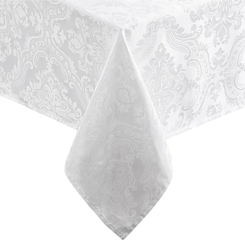 Miniatura 13 de Elrene Home Fashions Caiden Elegance - Mantel de damasco impermeable, resistente a manchas y arrugas, 70" redondo, granate Arándano