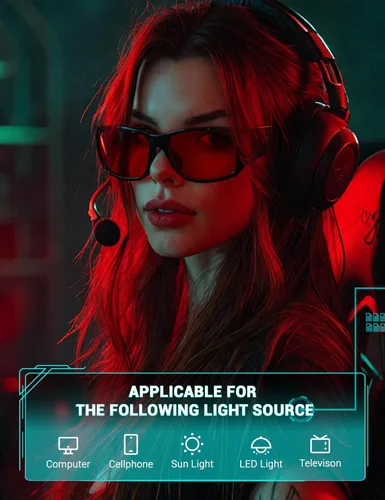 Miniatura 2 de TIJN Sonia - Lentes de dormir para bloqueo de luz azul y verde, lente roja con doble revestimiento AR, marco envolvente para pantalla