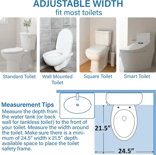 Miniatura 3 de Vaunn Medical Marco de Seguridad Deluxe Ajustable y Plegable para Inodoro, Barra de Agarre y Apoyo para Manos en el Baño