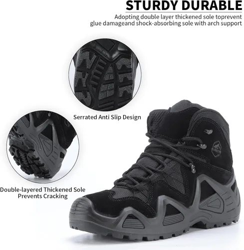 Miniatura 5 de Men's Military Tactical Boots 6 Inches Lightweight Combat Boots Waterproof Hiking Boots Durable Outdoor Work Boots