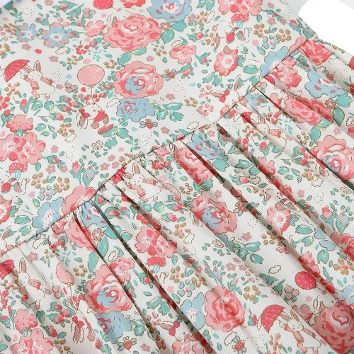 Miniatura 5 de Vestido casual de algodón con estampado floral vintage para niñas 2T-12, para primavera, verano, otoño, ropa de Pascua