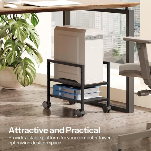 Miniatura 2 de HOOBRO Soporte para PC, soporte de torre de PC de 2 niveles que se adapta a la mayoría de torres de computadora, soporte de CPU para piso, altura