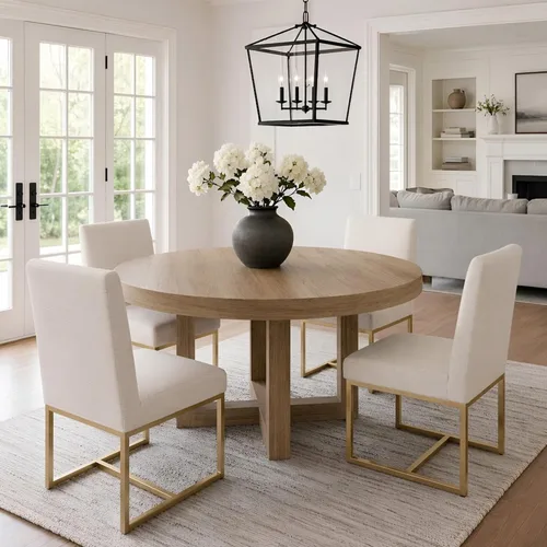 Miniatura 31 de VESCASA Sillas de comedor tapizadas de piel sintética con marco de metal negro, silla de cocina acolchada moderna de mediados de siglo