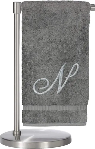 Miniatura 127 de Script R - Toalla de baño con monograma, regalo personalizado, 27 x 54 pulgadas, juego de 1 toalla bordada con texto dorado, 100% algodón turco