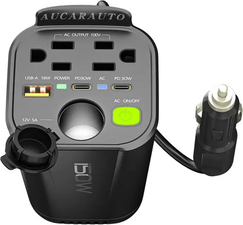 Miniatura 9 de Inversor de corriente para coche 7 en 1, inversor de corriente para coche de 200 W de CC 12 V a 110 V de CA con voltímetro LED, carga de 4 puertos