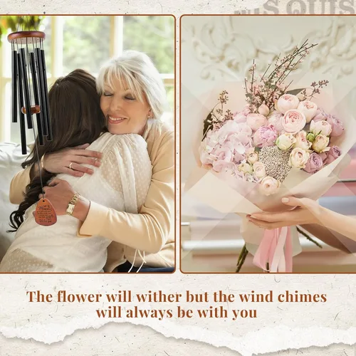 Miniatura 3 de JOBOSI Ramo de la madre, carillón de viento conmemorativo con tubo negro, regalos decorativos, adecuado para interiores y exteriores, perfecto